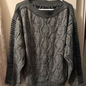 Men's Charcoal Cable Knit Crewneck Sweater